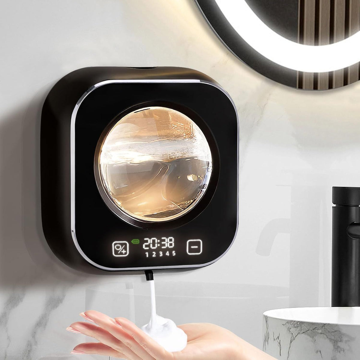 Automatic Foaming Soap Dispenser Rechargeable Black, 320 ml