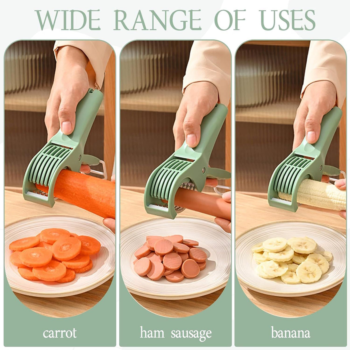 1 Piece Stainless Steel Banana Slicer Green
