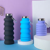 2 Pack Foldable Silicone Water Bottles BPA Free, 500 ml