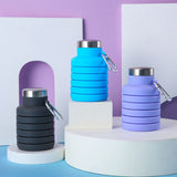 2 Pack Foldable Silicone Water Bottles BPA Free, 500 ml - Side View