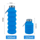 2 Pack Foldable Silicone Water Bottles BPA Free, 500 ml - Top-Down View