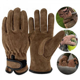 1 Pair Leather Garden Gloves Thorn Resistant Yellow Black, Size M