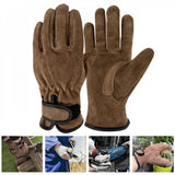 1 Pair Leather Garden Gloves Thorn Resistant Yellow Black, Size M