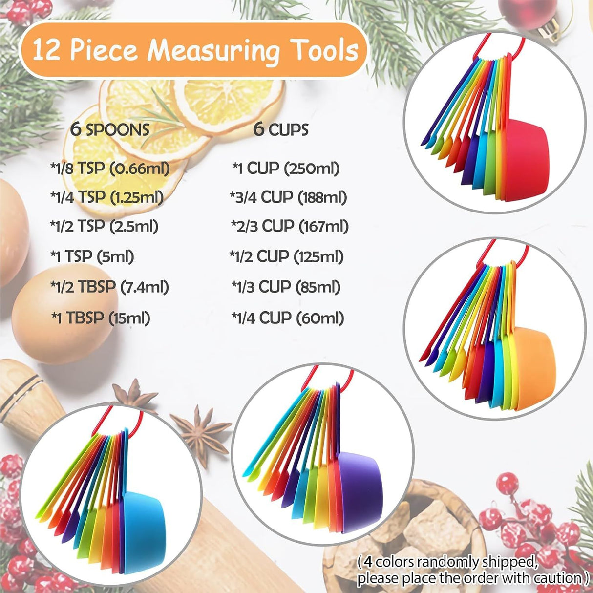 12 Piece Measuring Cups and Spoons Set Dishwasher Safe