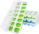4 Piece Silicone Ice Cube Tray Set with Lid 56 Cubes