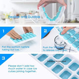 4 Piece Silicone Ice Cube Tray Set with Lid 56 Cubes - 45-Degree Angle