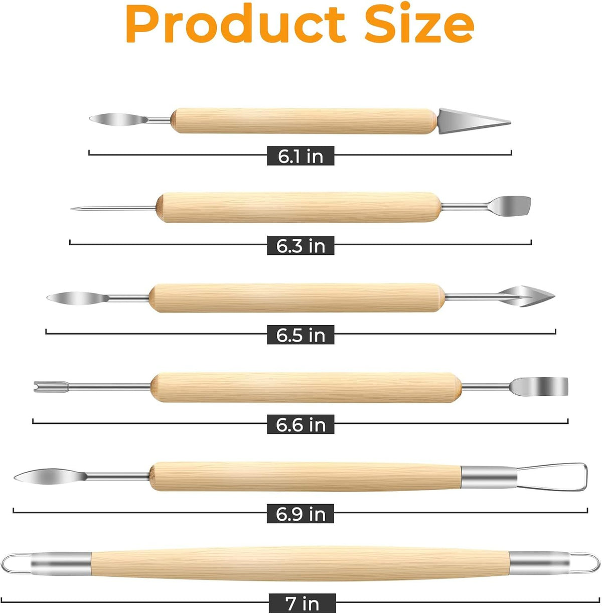 6 Piece Clay Tool Set for Modeling and Pottery