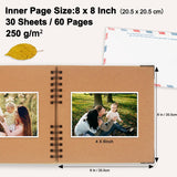 40 Page Kraft Paper Scrapbook Album with Ribbon Closure, 20 x 20 cm - Side View