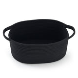 1 Piece Cotton Rope Basket with Handles Black, 30 x 20 x 12 cm