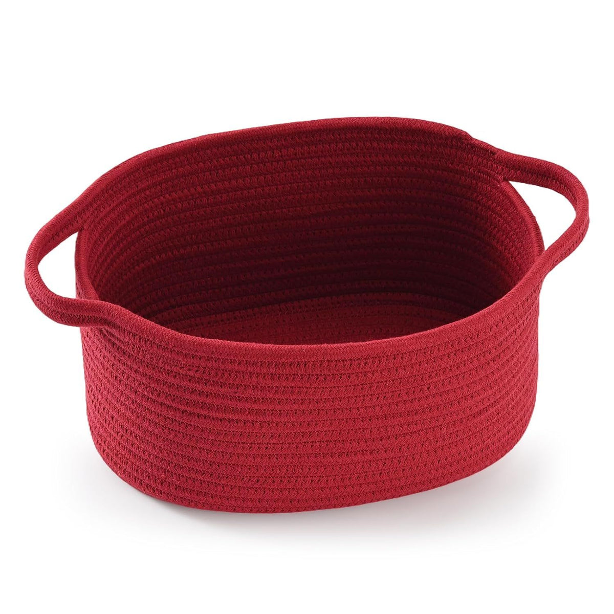 1 Piece Cotton Rope Basket with Handles Red, 30 x 20 x 12 cm