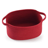 1 Piece Cotton Rope Basket with Handles Red, 30 x 20 x 12 cm