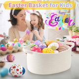1 Piece Cotton Rope Basket with Handles Red, 30 x 20 x 12 cm - Front View