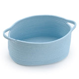 1 Piece Cotton Rope Basket with Handles Blue, 30 x 20 x 12 cm