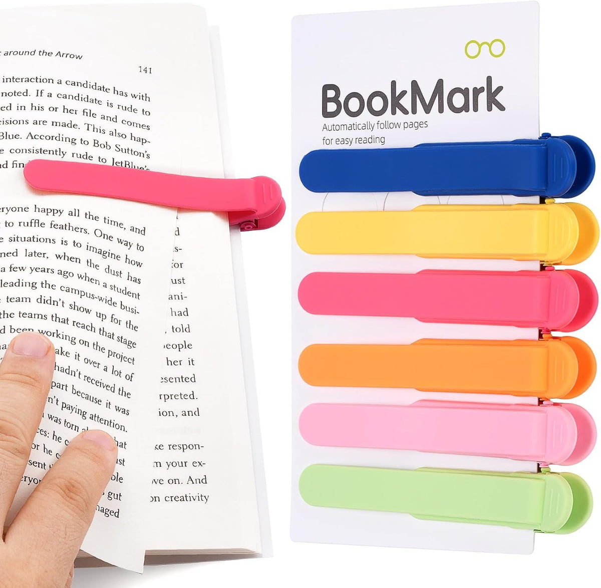 6 Piece Automatic Silicone Bookmark Set 6 Colors