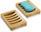 2 Piece Bamboo Soap Holder Set Square
