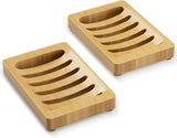 2 Piece Bamboo Soap Holder Set Square