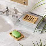 2 Piece Bamboo Soap Holder Set Square - Low Angle