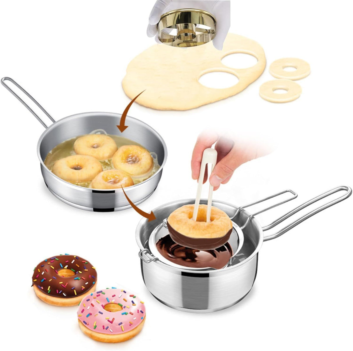2 Piece Stainless Steel Donut Mold Set, 3.86 Inch