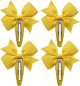 4 Piece Soft Satin Bow Hair Clips Yellow for Women and Girls