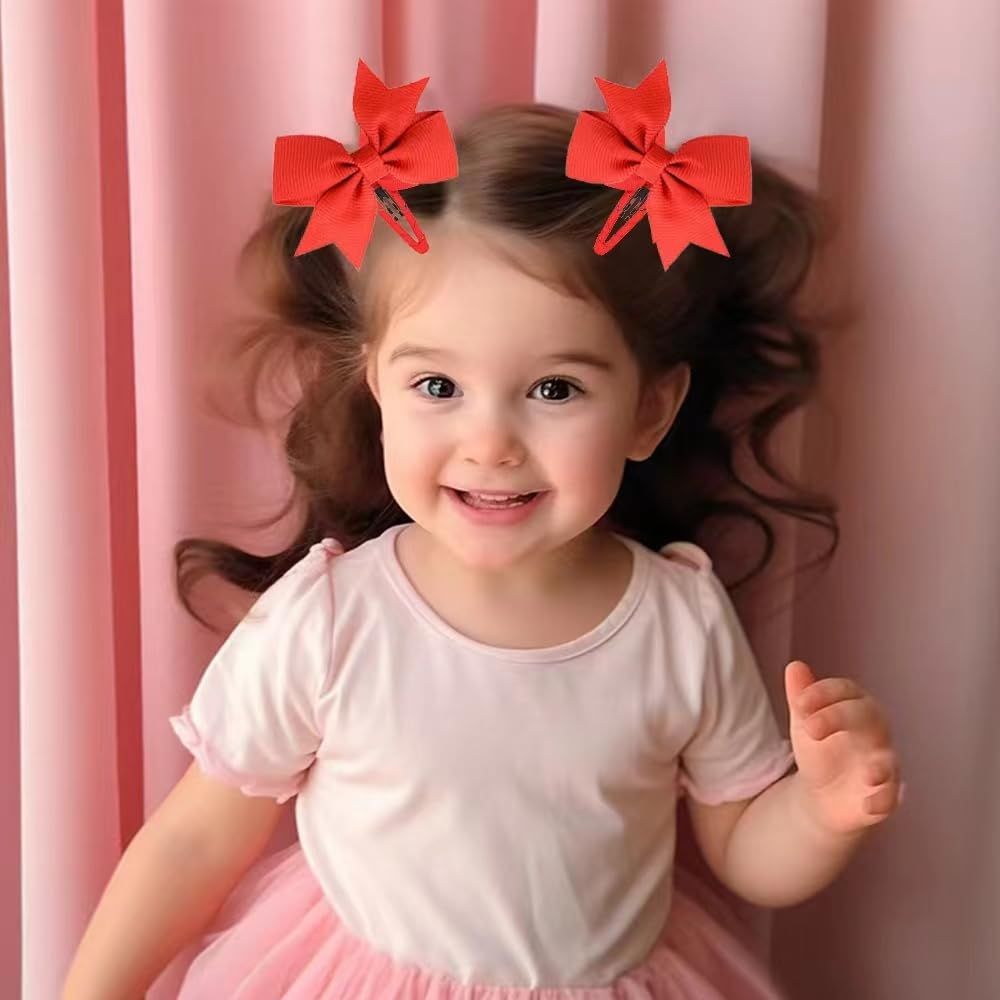 4 Piece Soft Satin Bow Hair Clips Yellow for Women and Girls