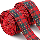 Christmas Checkered Jute Ribbon with Wire Edge Red and Green, 5 cm x 6 m