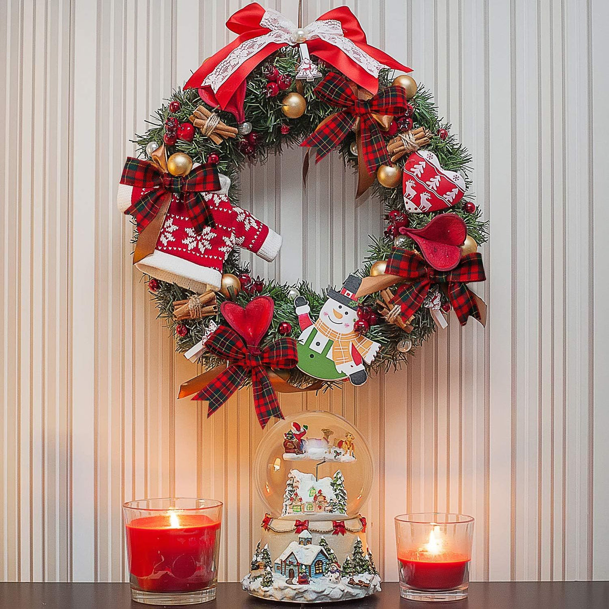 Christmas Checkered Jute Ribbon with Wire Edge Red and Green, 5 cm x 6 m
