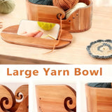 9 Piece Bamboo Crochet Hook Set with Wooden Yarn Bowl and Phone Holder - Top-Down View
