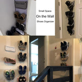4 Piece Foldable Wall Mounted Shoe Rack Set Grey - Side View