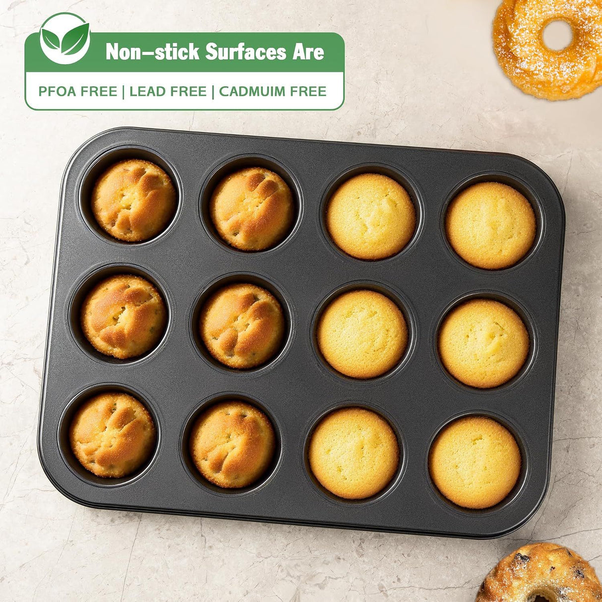 2 Piece Mini Bundt Pan Set 24 Cupcakes Total Heat Resistant to 230 C
