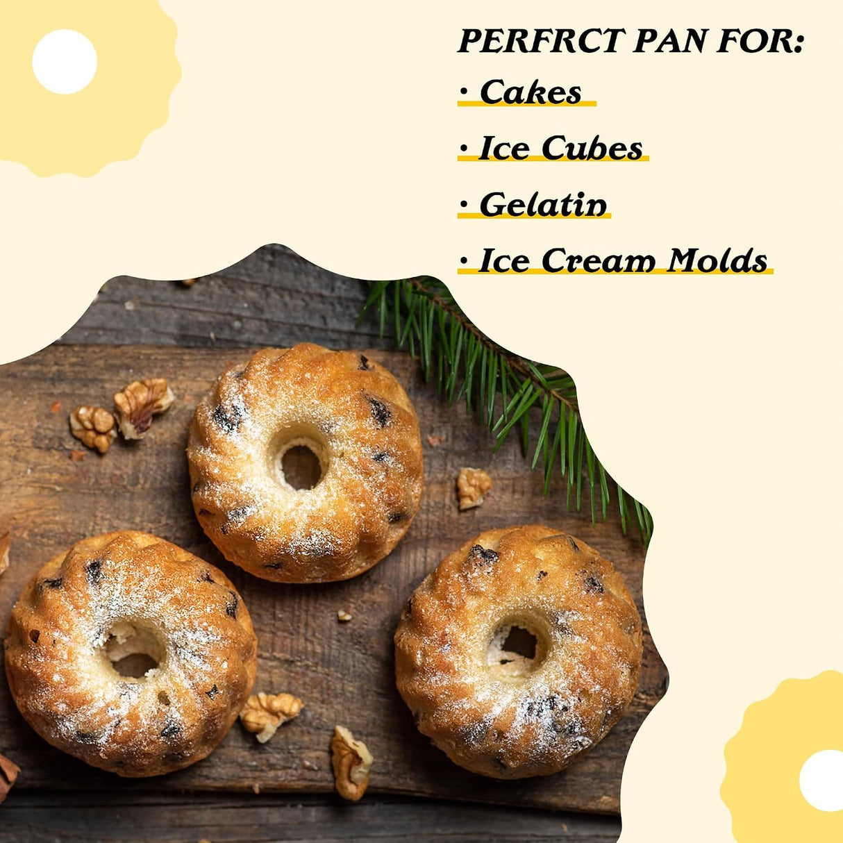 2 Piece Mini Bundt Pan Set 24 Cupcakes Total Heat Resistant to 230 C