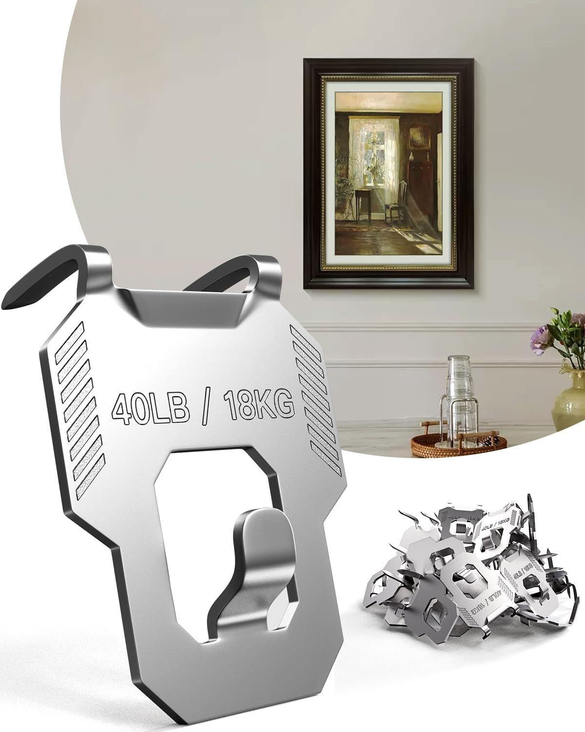 20 Piece Picture Hanging Hooks for Drywall Holds up to 18 kg