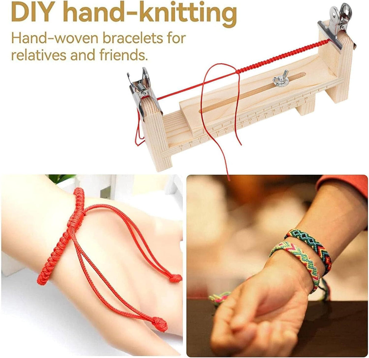 Wooden Paracord Jig with 2 Clamps, 22 cm