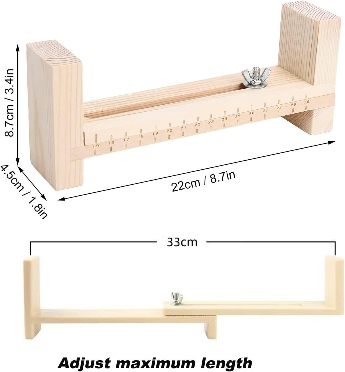 Wooden Paracord Jig with 2 Clamps, 22 cm