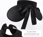 Women Straw Sun Visor Wide Brim UPF 50 Black