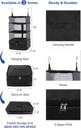 Hanging Packing Cube Clothing Organizer Black, 30 x 30 x 61 cm
