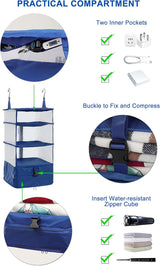 Hanging Packing Cube Clothing Organizer Black, 30 x 30 x 61 cm - Top-Down View