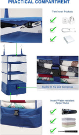 Hanging Packing Cube Clothing Organizer Beige, 30 x 30 x 61 cm