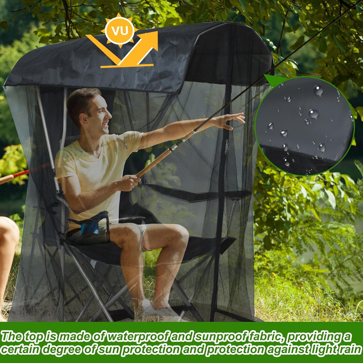 Canopy Chair Mosquito Net Black, 89 x 82 x 160 cm