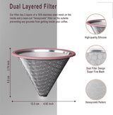 Reusable Stainless Steel Coffee Filter 800 Mesh for Pour Over Coffee - Front View