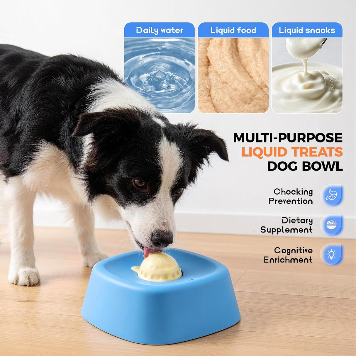 Pet Slow Feeder Lick Bowl with Rolling Ball for Yogurt and Broth
