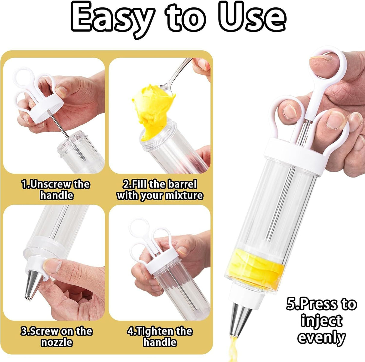 Filled Egg Syringe Injector with Dosing Syringe White