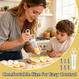 Filled Egg Syringe Injector with Dosing Syringe White - Close-Up Angle