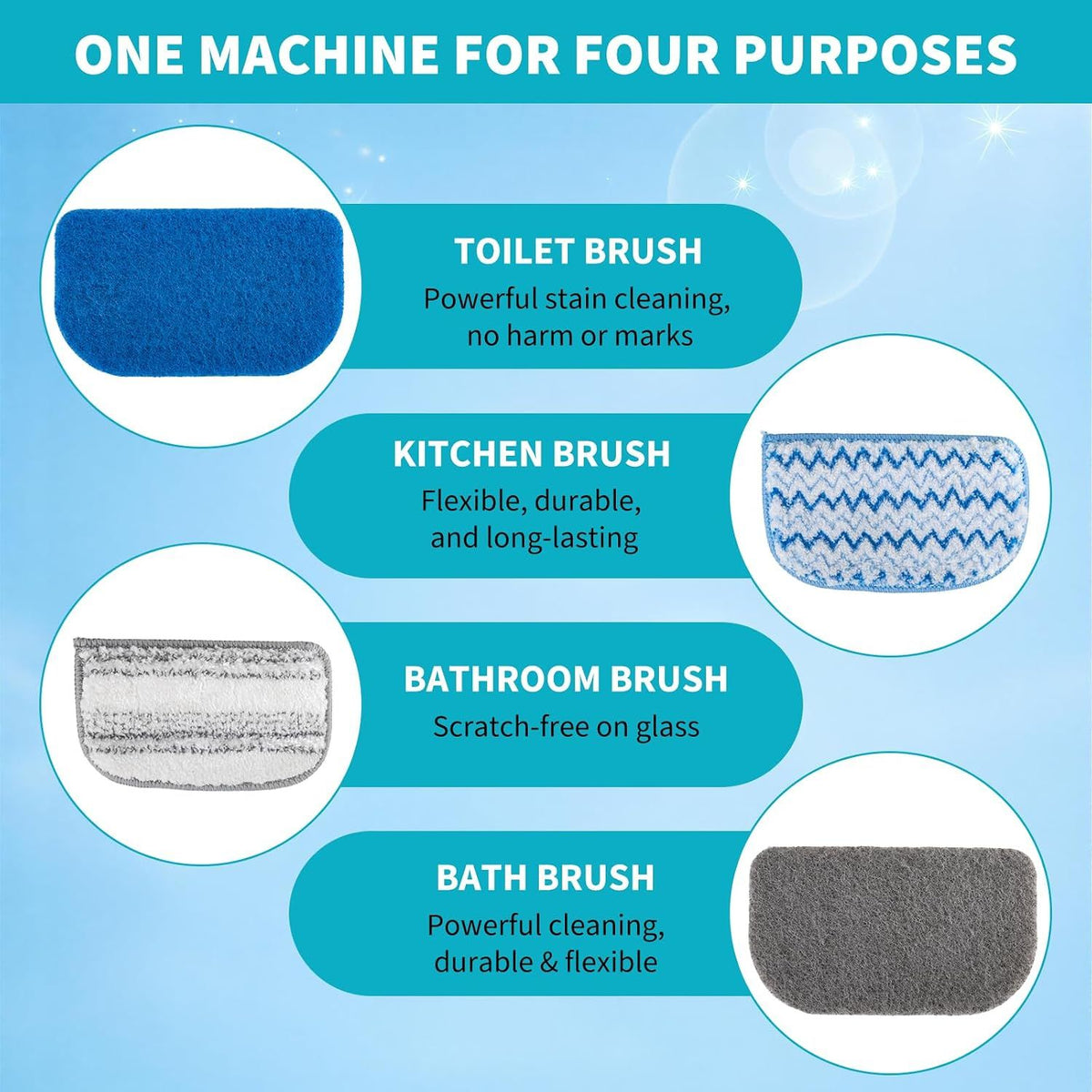 Bathroom Cleaning Brush 4 in 1 with Long Handle 180 Degree Rotating