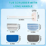 Bathroom Cleaning Brush 4 in 1 with Long Handle 180 Degree Rotating