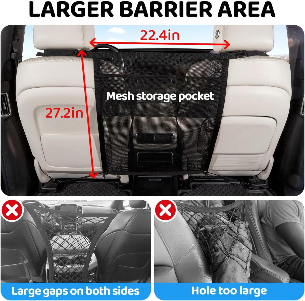Universal Car Dog Guard Safety Net with Storage Compartment Black
