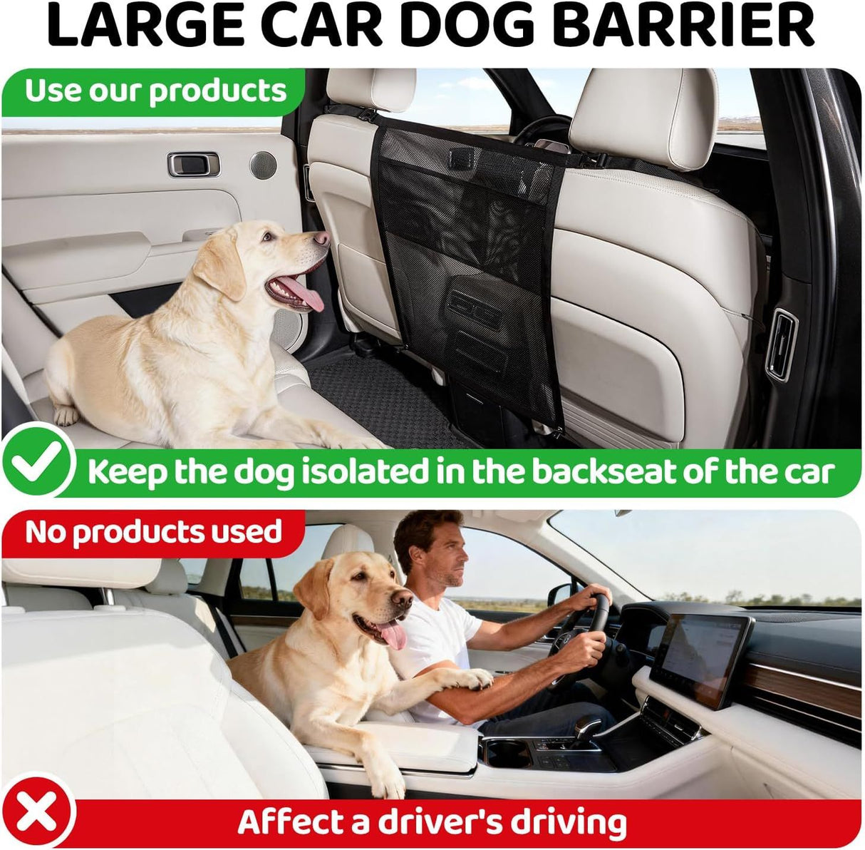 Universal Car Dog Guard Safety Net with Storage Compartment Black