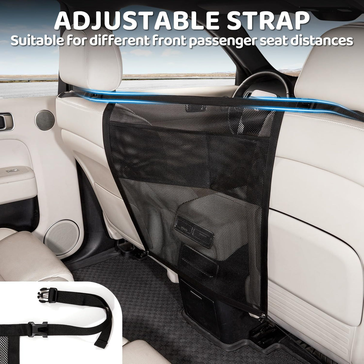 Universal Car Dog Guard Safety Net with Storage Compartment Black