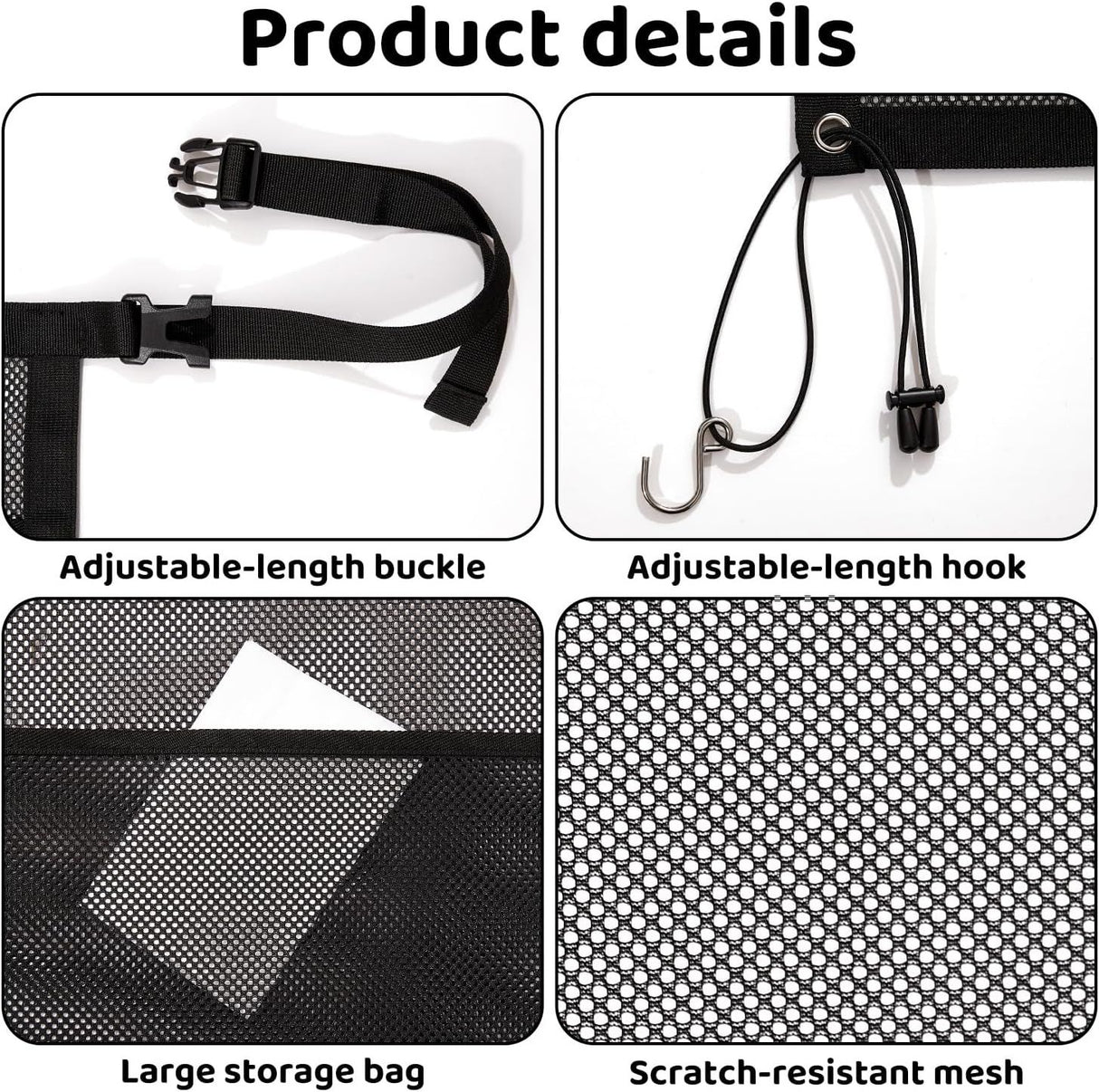 Universal Car Dog Guard Safety Net with Storage Compartment Black
