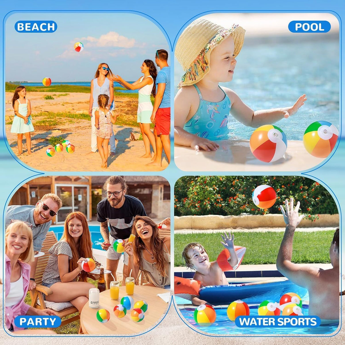 28 Piece Inflatable Mini Beach Ball Set, 13 cm