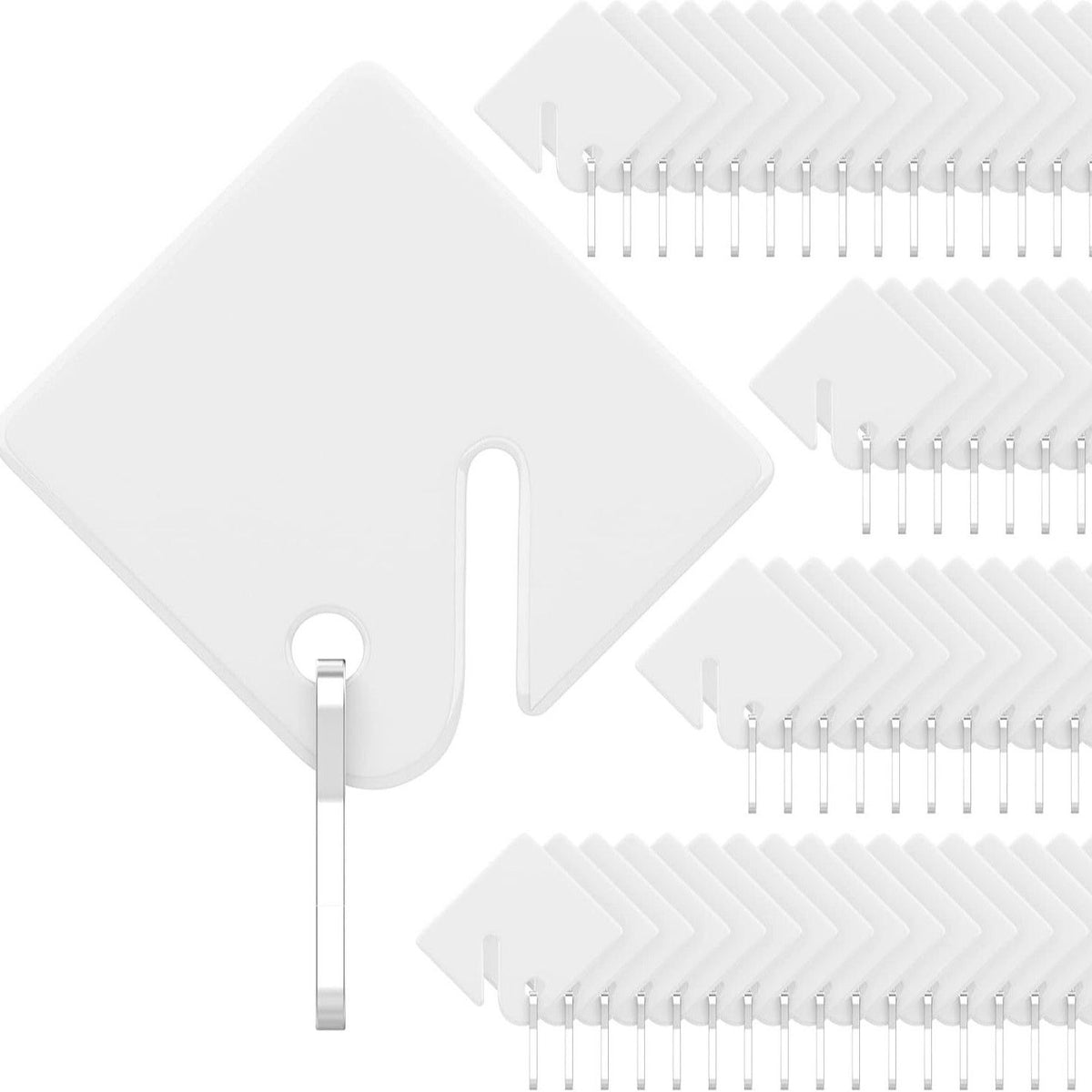 60 Piece Square Plastic Key Tags White, 4 x 3.8 cm